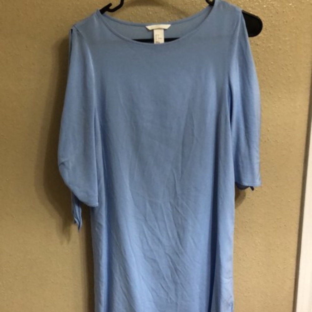 H&M Blue Dress with Ribbon Tied Sleeves